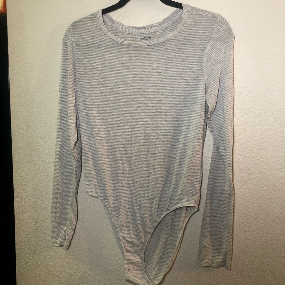 Aerie Grey/white Body suit
